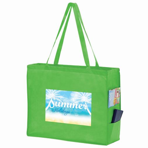 Custom Logo Side Pocket Non-Woven Tote Bag w/Full Color (20"x6"x16") - Color Evolution - Y2KP20616-CE